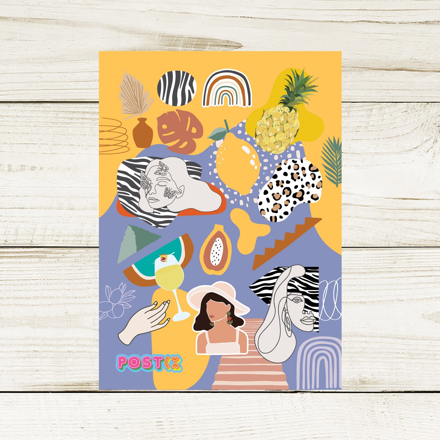 Confident Woman in Abstract Sticker Sheet