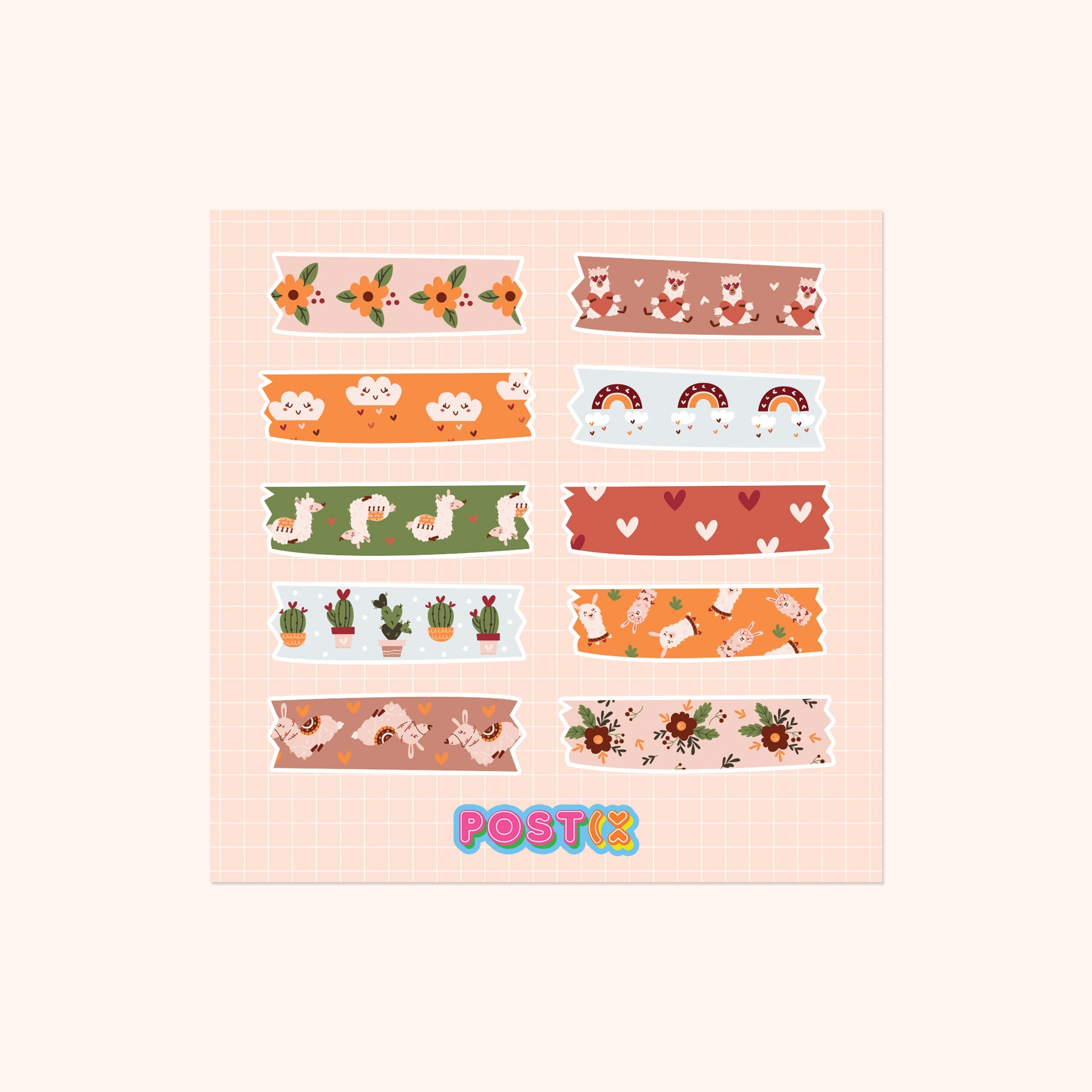 Alpaca Washi Square Sticker Sheet