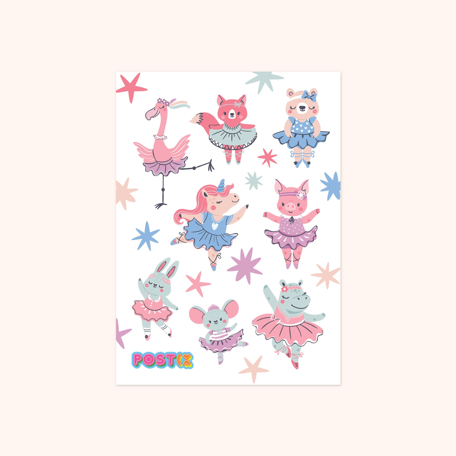 Animals' School of Ballet A6 Sticker Sheet