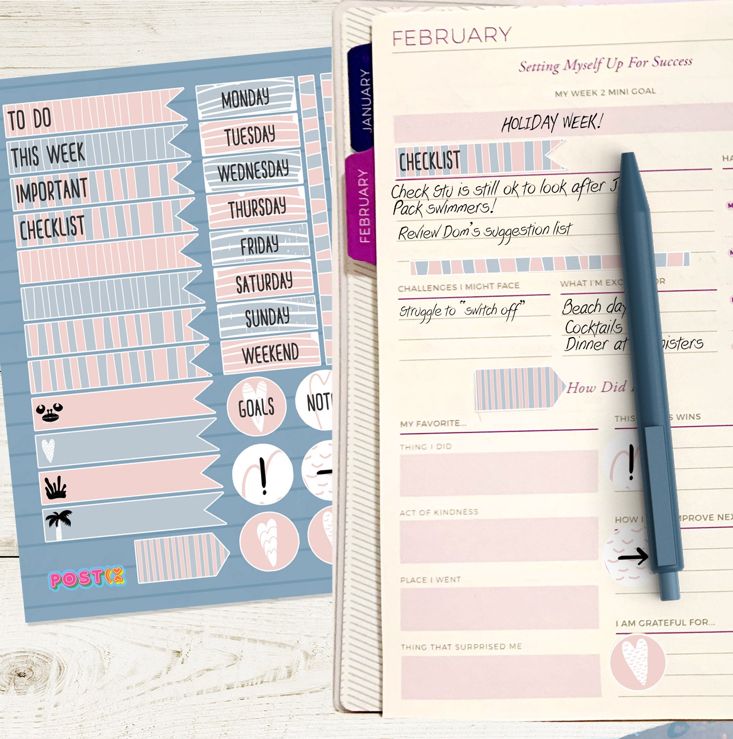 Beach Week Planner Sticker Sheet