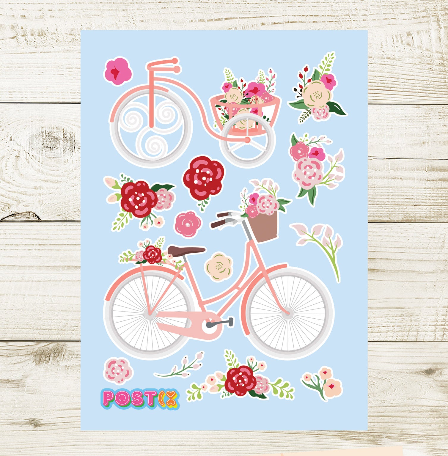 Floral Cruiser Bicycle Sticker Sheet