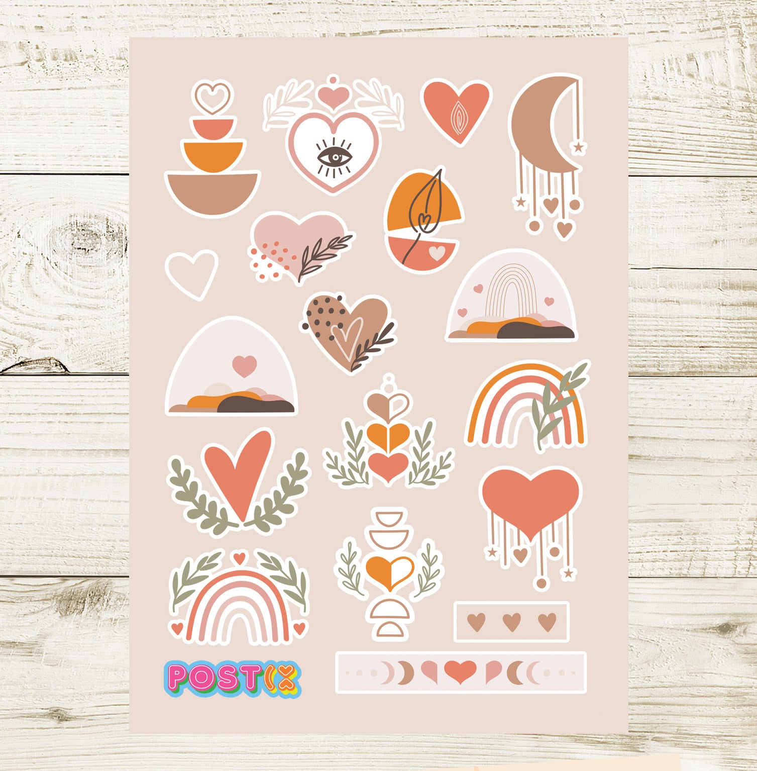 Boho Rainbow Romance Sticker Sheet