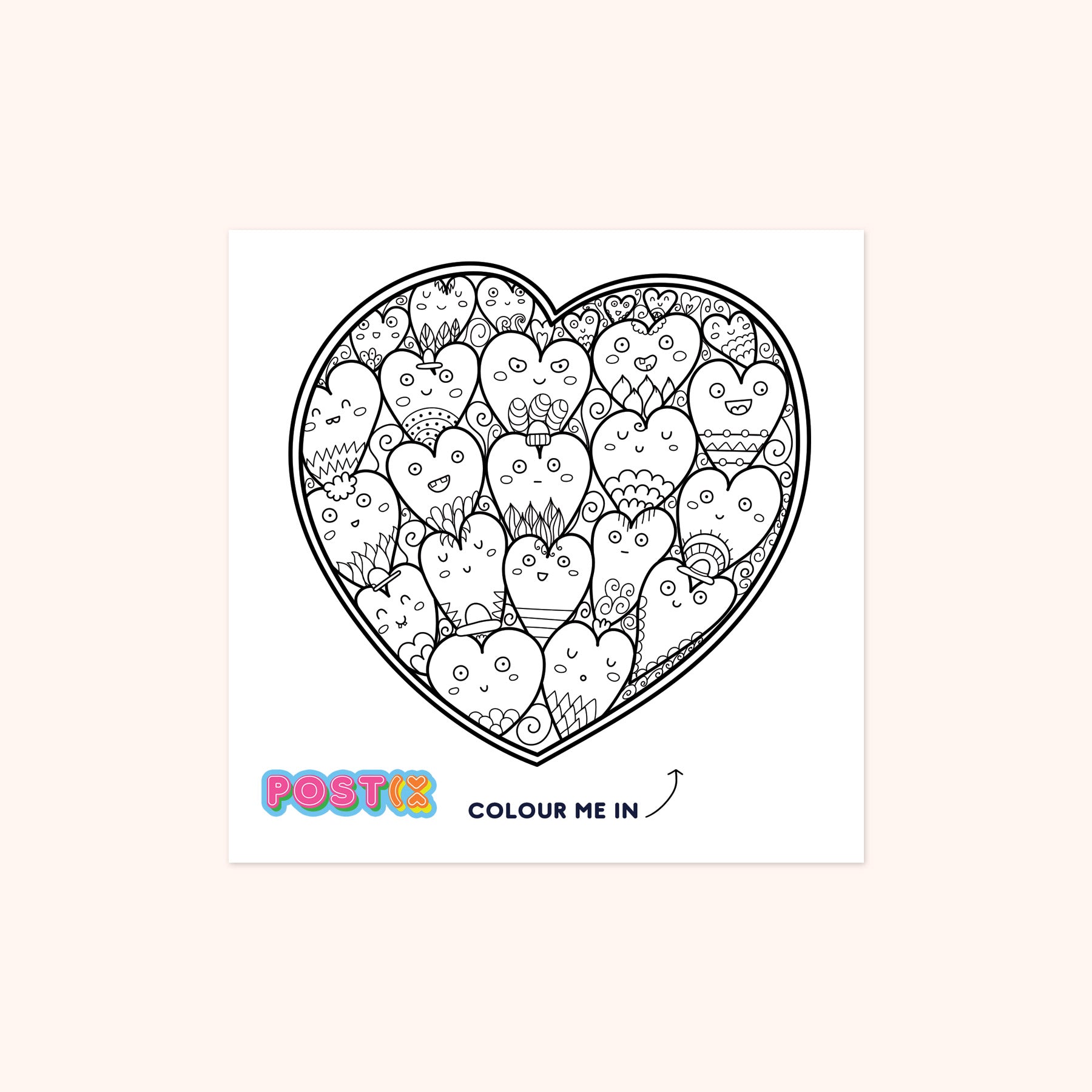 Heartfill Square Coloring In Sticker Sheet