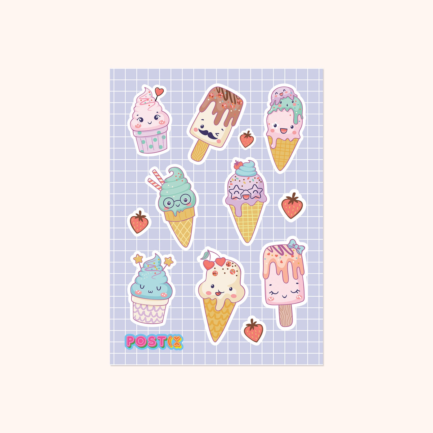 Ice Cream Characters Sticker Sheet