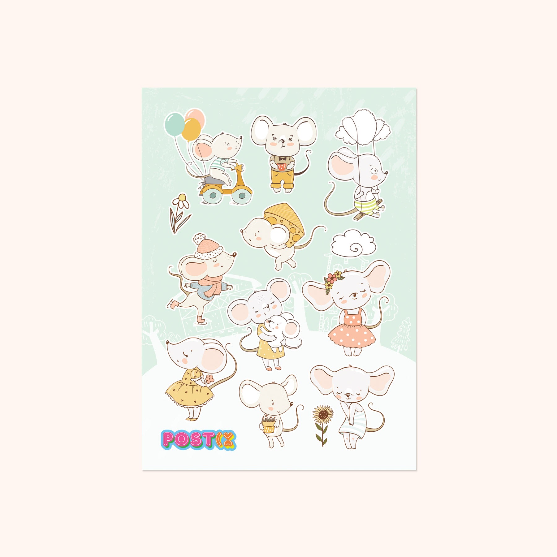 Busy Field Mice A6 Sticker Sheet