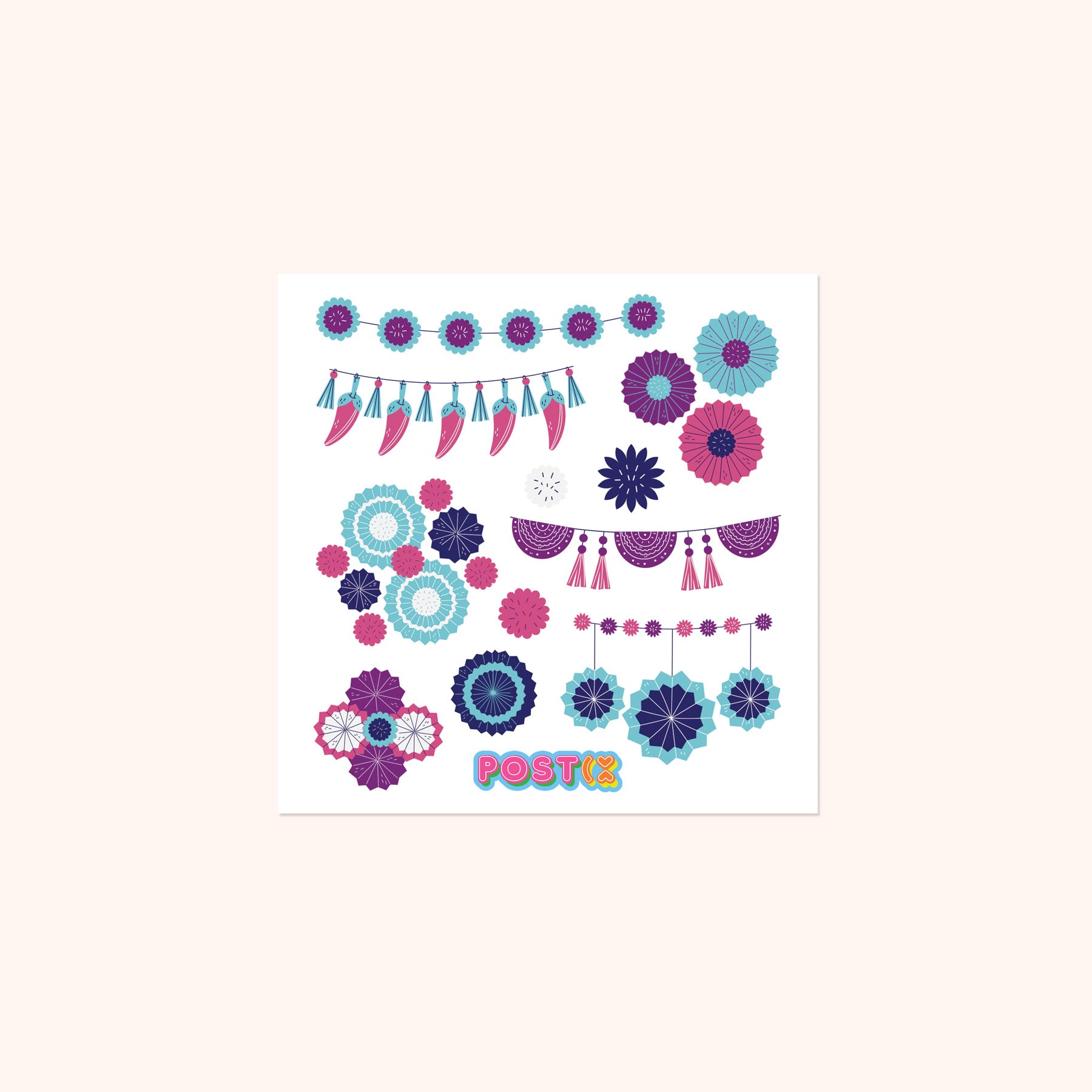 Fiesta Fun Ornaments Rub On Sticker Sheet