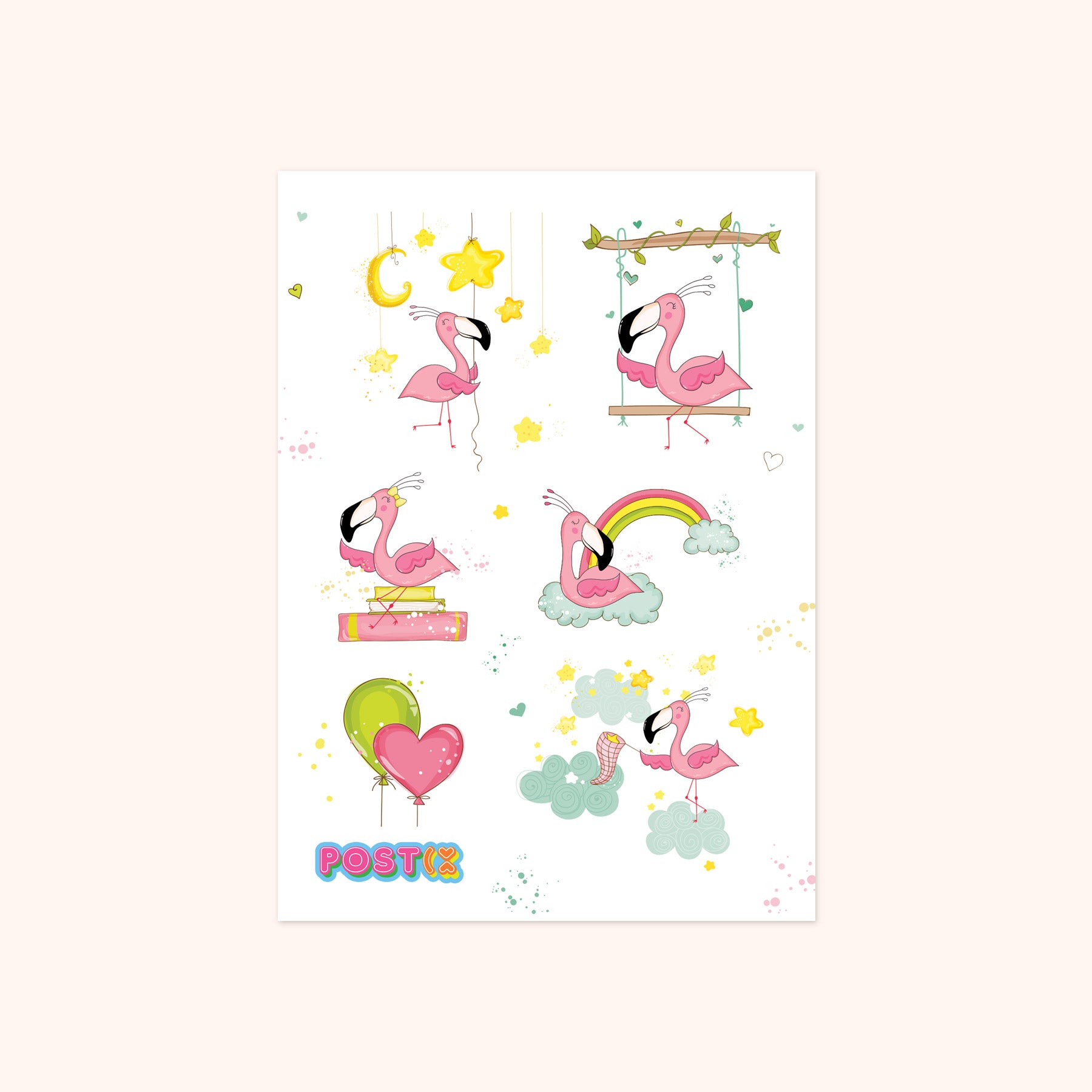 Happy Flamingo Dreaming Washi Sticker Sheet