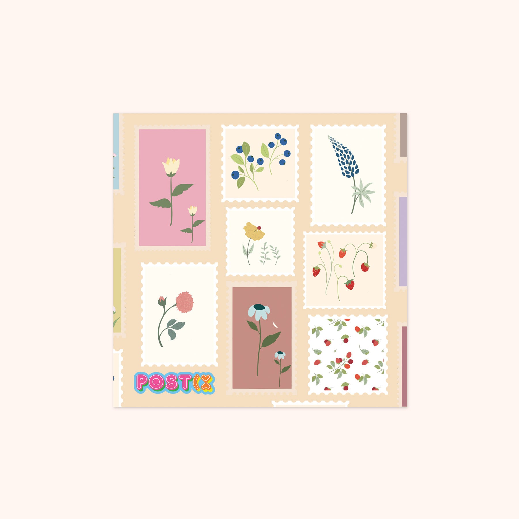 Gentle Flower Stamps Square Sticker Sheet