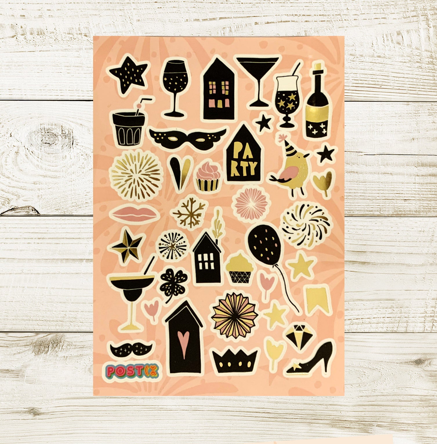 Gold Party Pieces A6 Foil Sticker Sheet