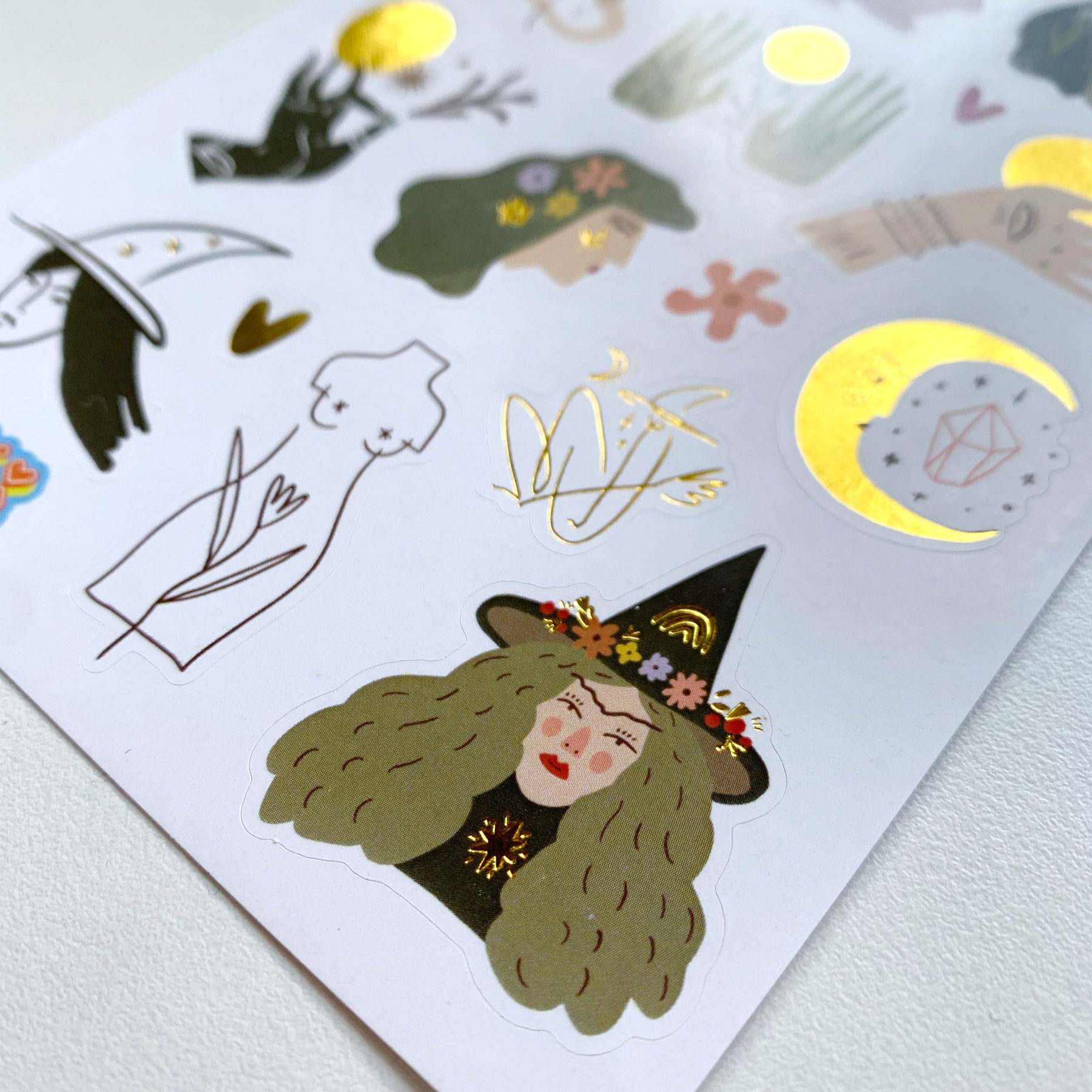 Green Witch Gold Foil Sticker Sheet