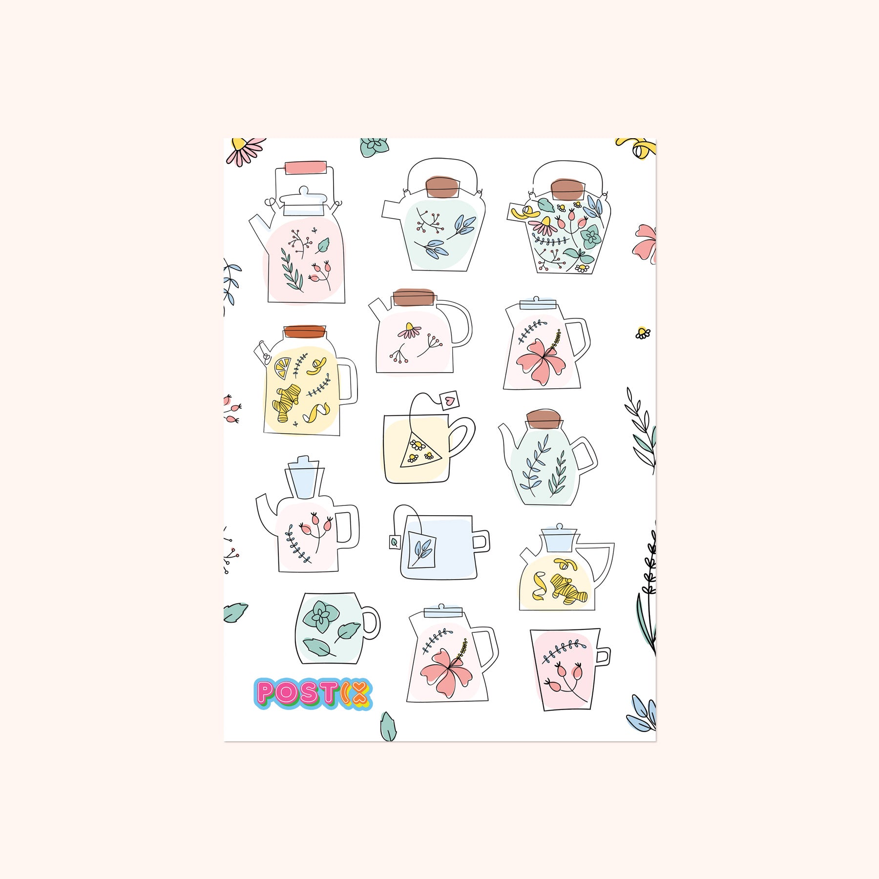 Herbal Tea Love Paper Sticker Sheet