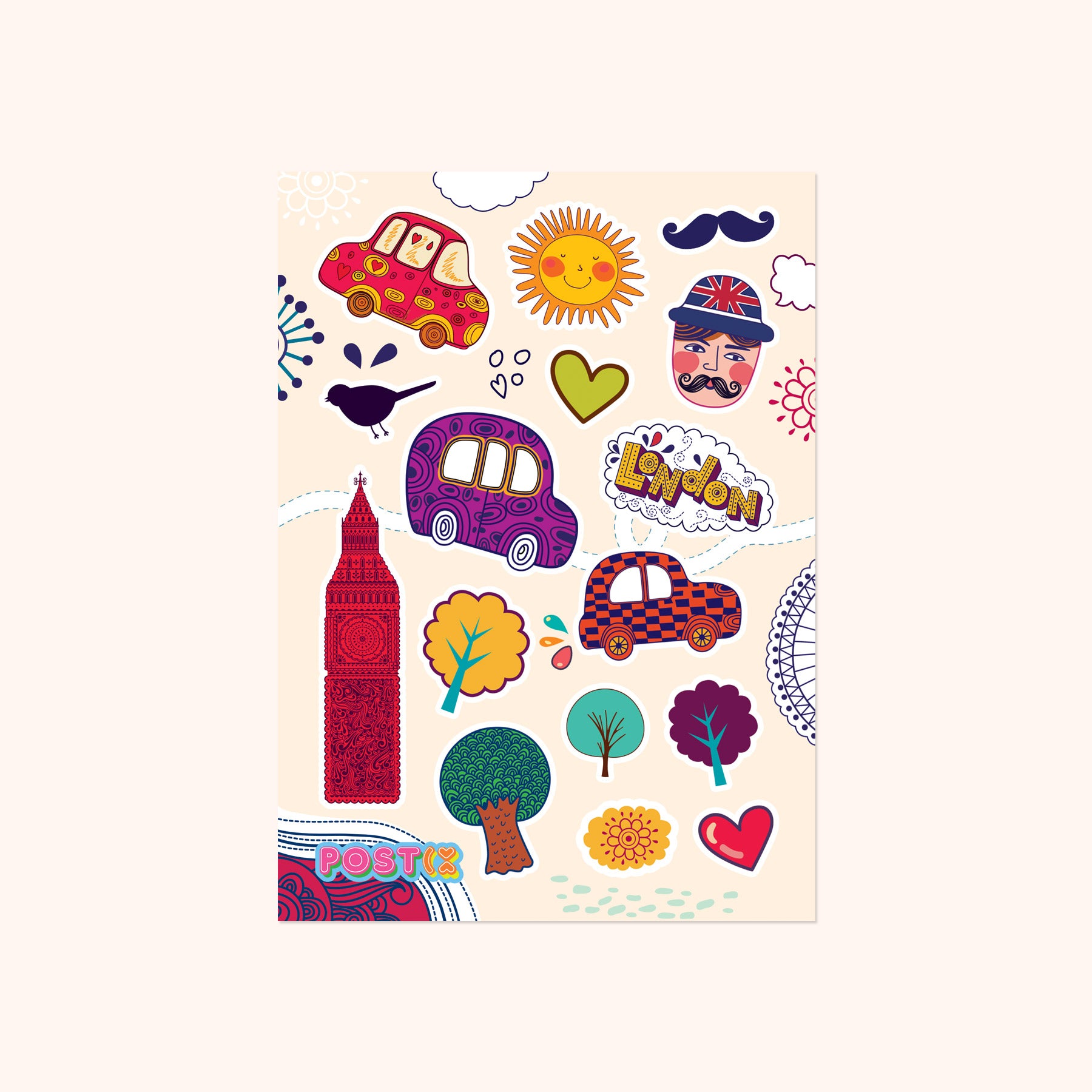 London Taxi Cabs A6 Sticker Sheet