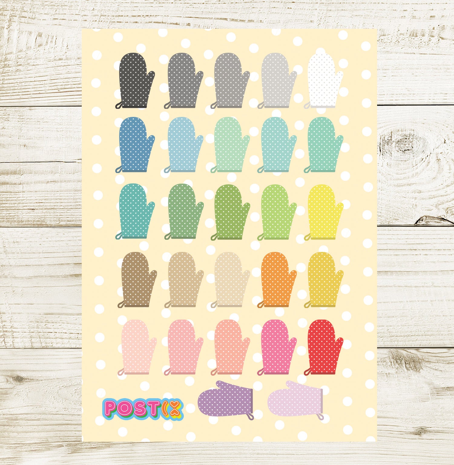 Oven Mitt Rainbow Sticker Sheet