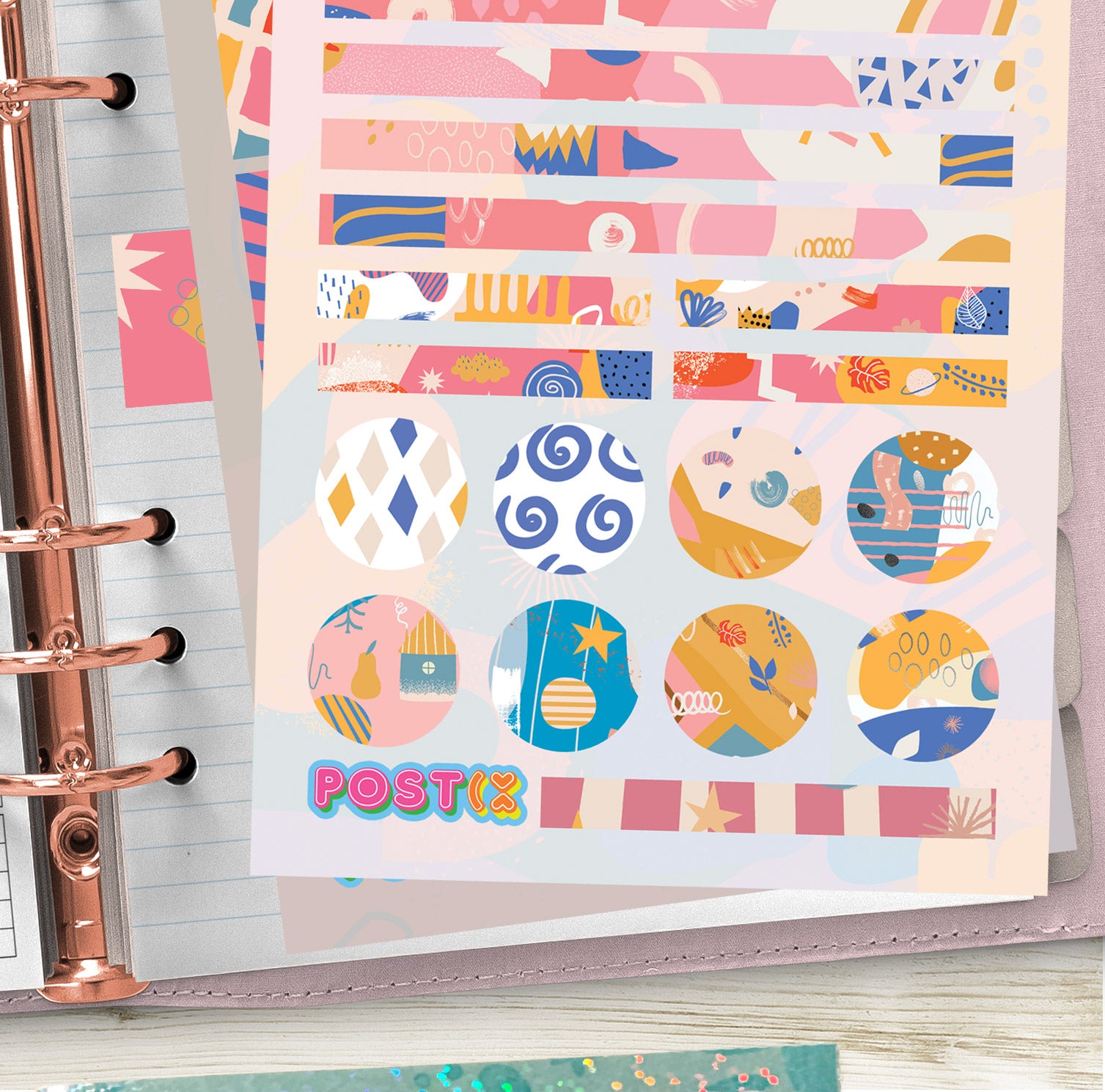 Pink Abstract Print Sticker Sheet Twin Pack