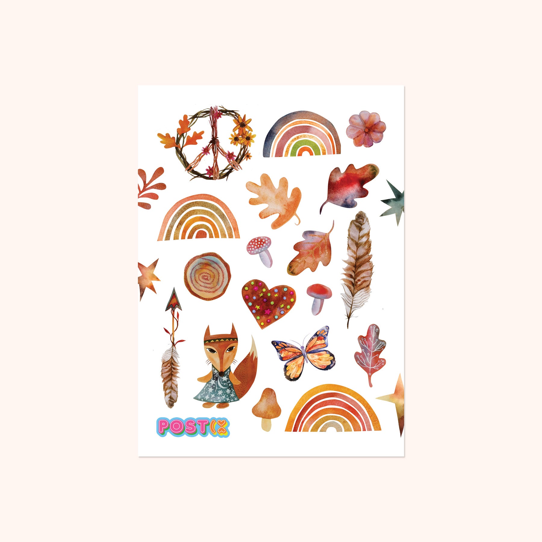 Rainbow Fox Friend Washi Sticker Sheet