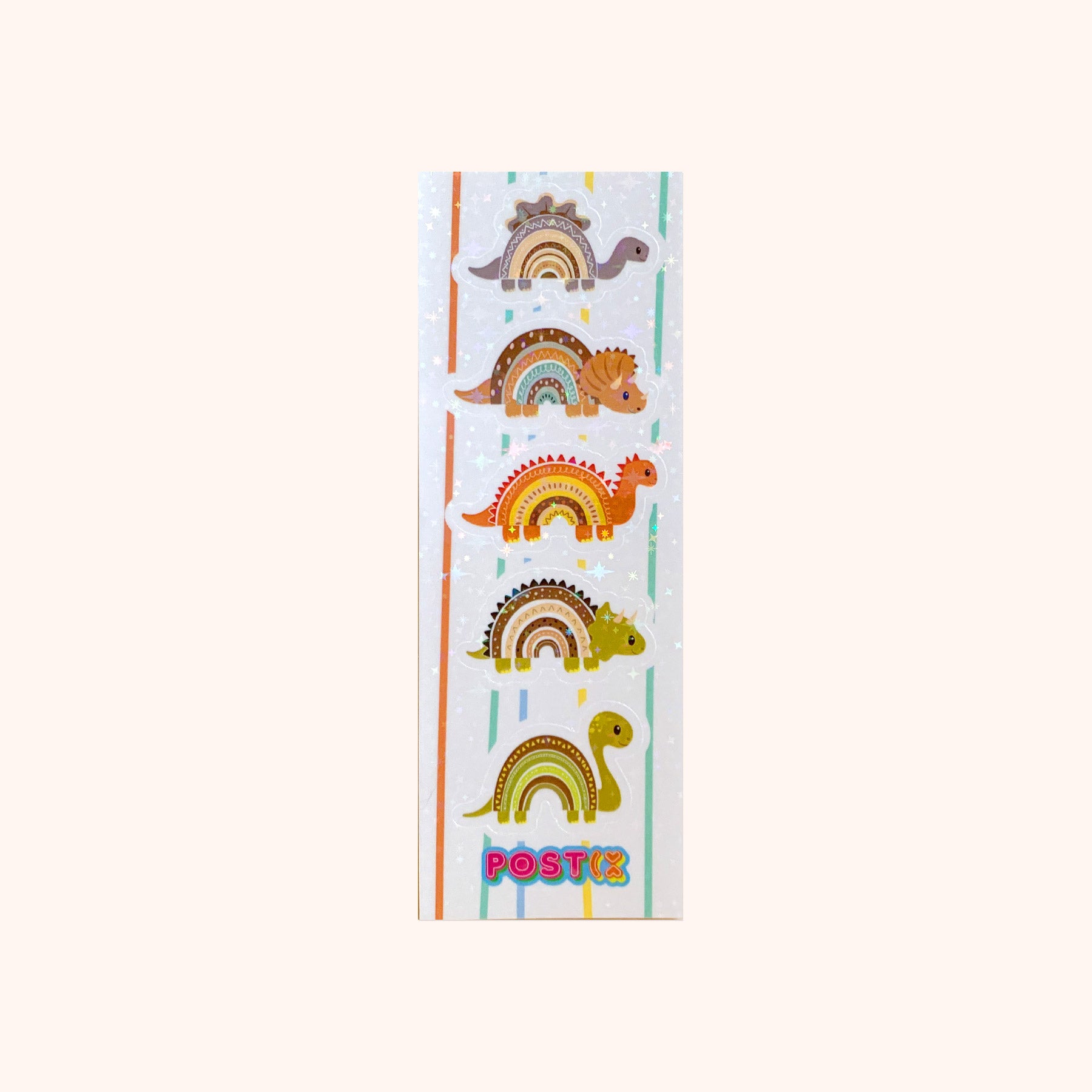 Rainbow Dinos Strip Hologram Sticker Sheet