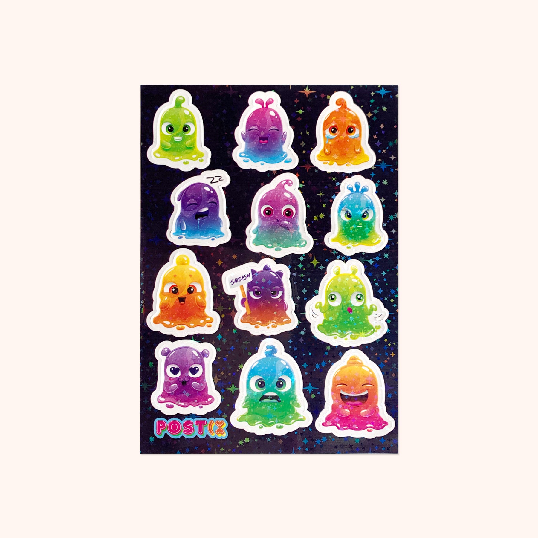 Rainbow Slime Monster Moods Hologram Sticker Sheet