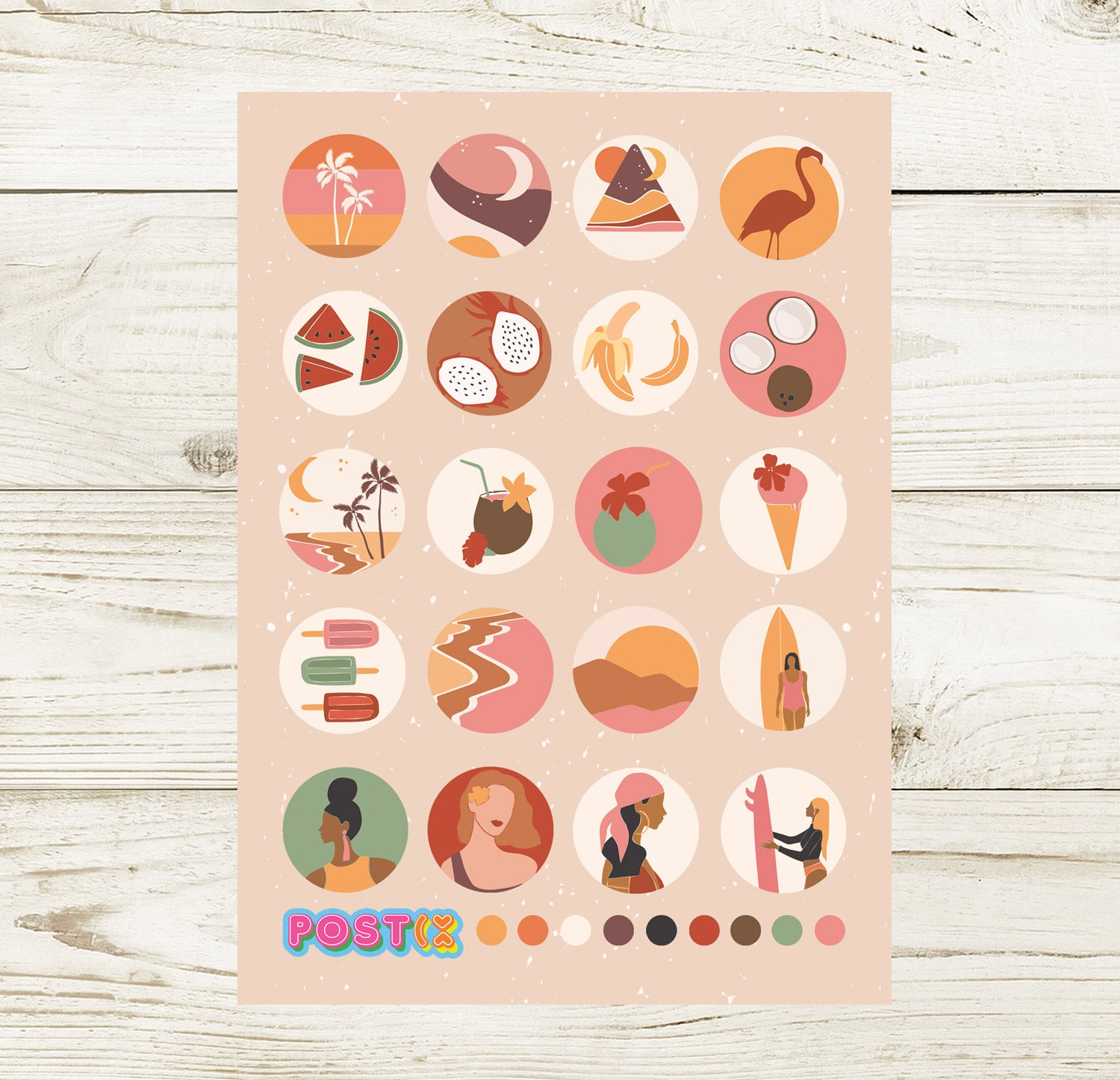 Retro Beach Dots Sticker Sheet