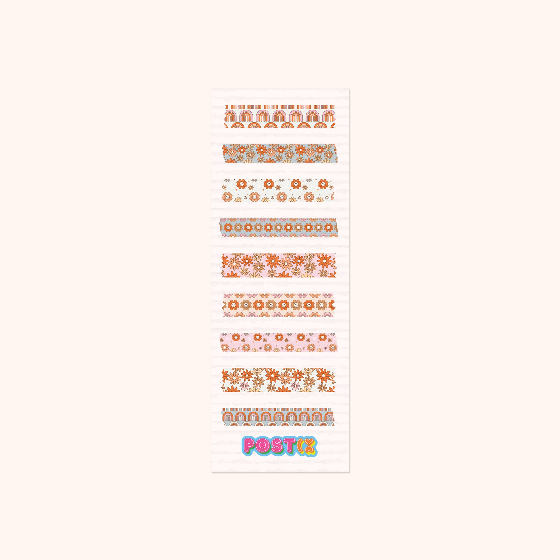 Retro Rainbow Tape Strip Sticker Sheet