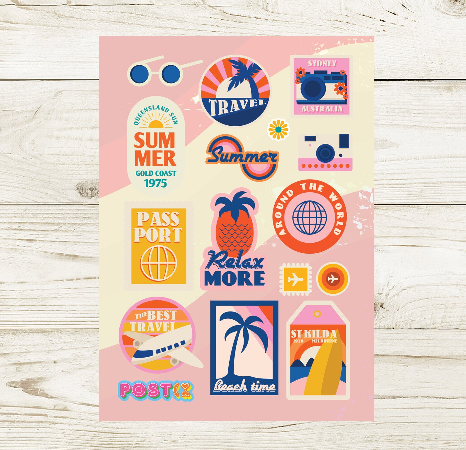 Retro Travel Sticker Sheet