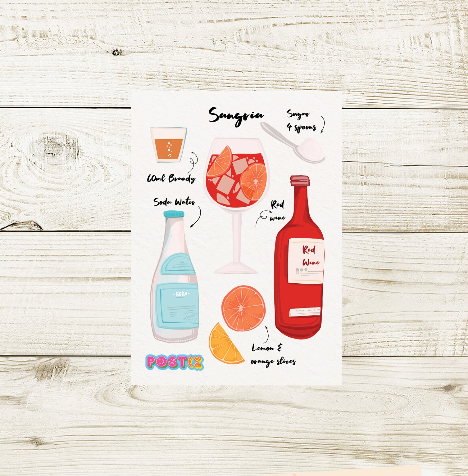 Sangria Recipe Mini Sticker Sheet