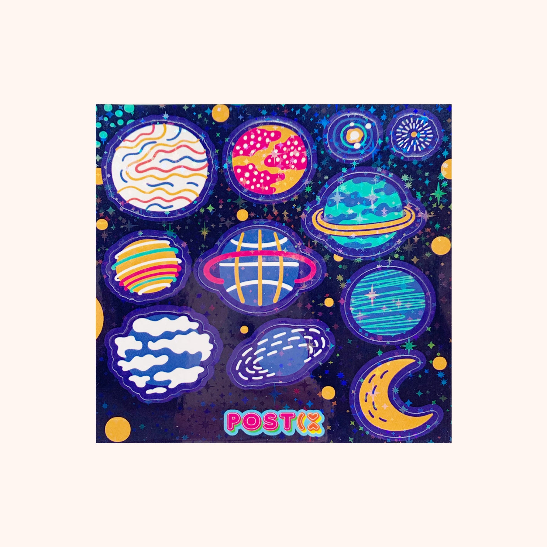 Space Sparkler Square Hologram Sticker Sheet