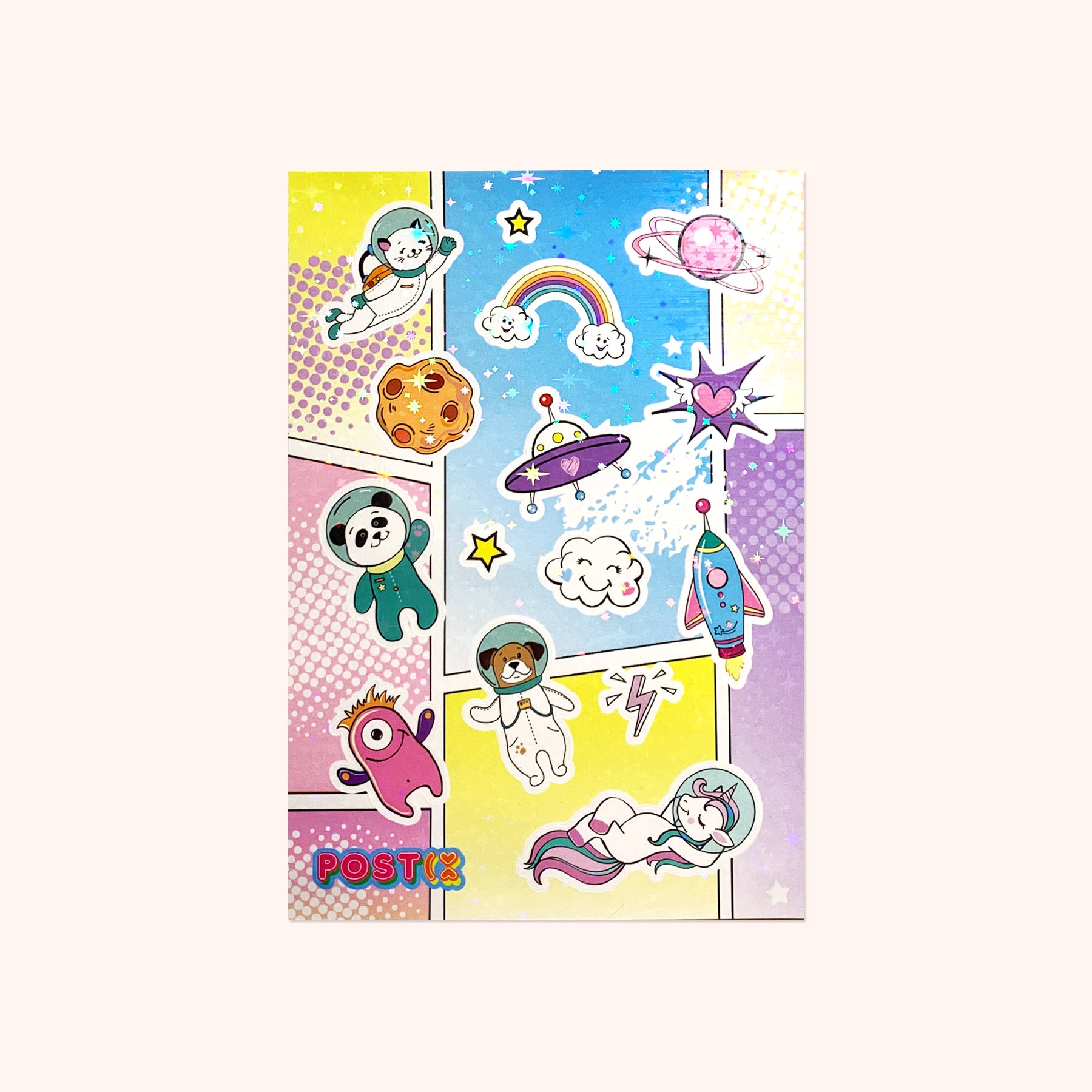 Astronaut Animals Space Travels Hologram Sticker Sheet