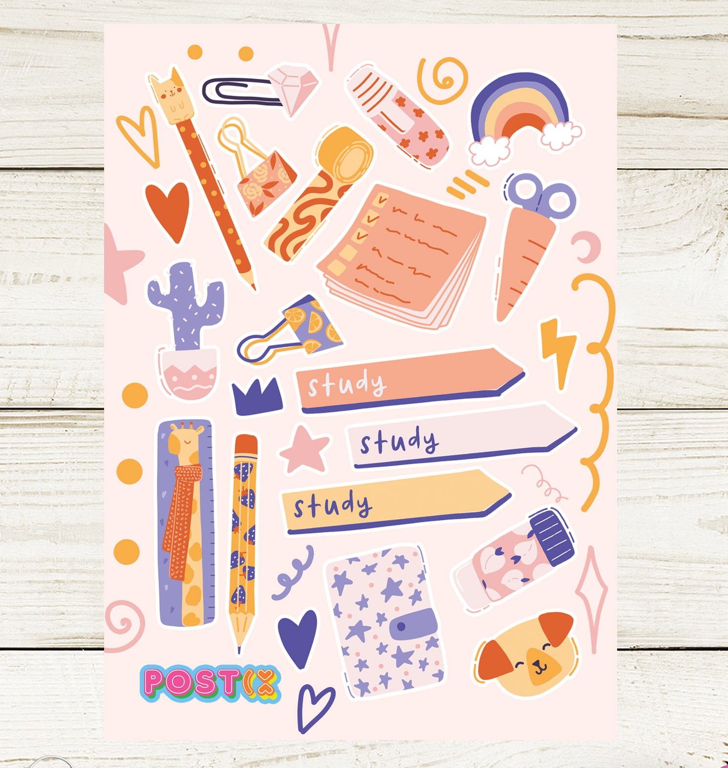 Study Time Stationery Sticker Sheet