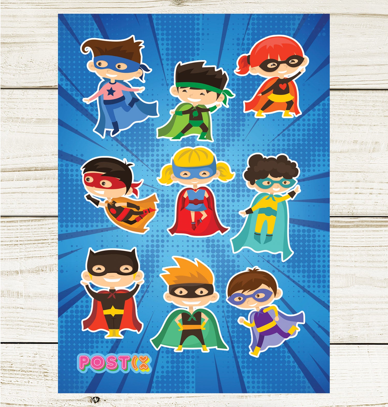 Super Hero Kids Sticker Sheet