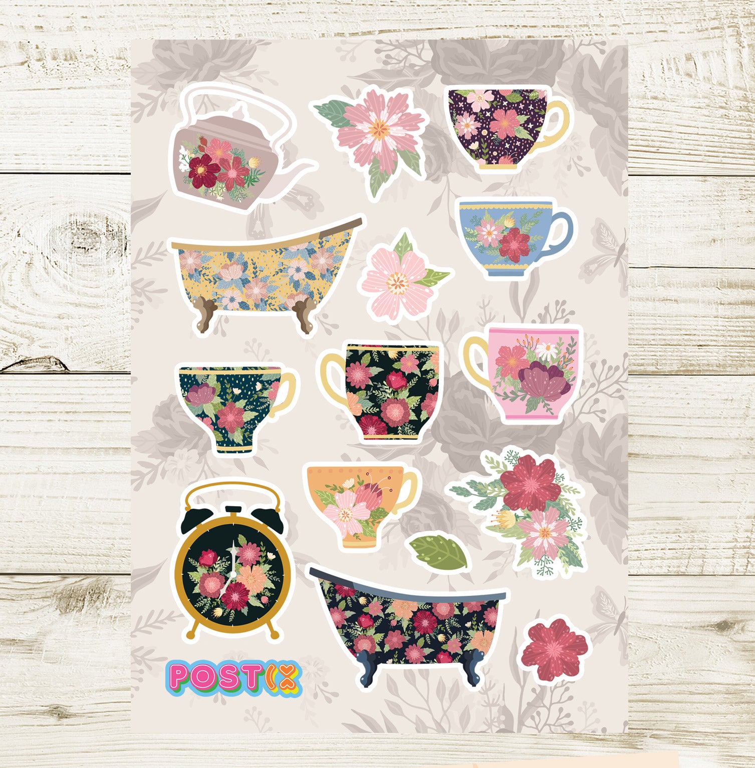 Vintage Tea and Bath Time Sticker Sheet