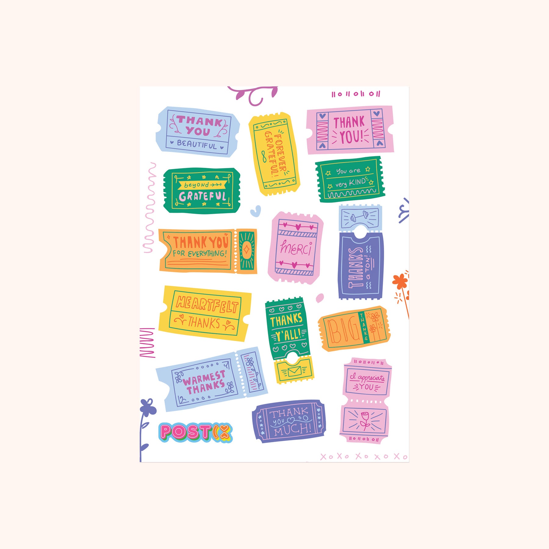 Tickets of Appreciation Paper Sticker Sheet