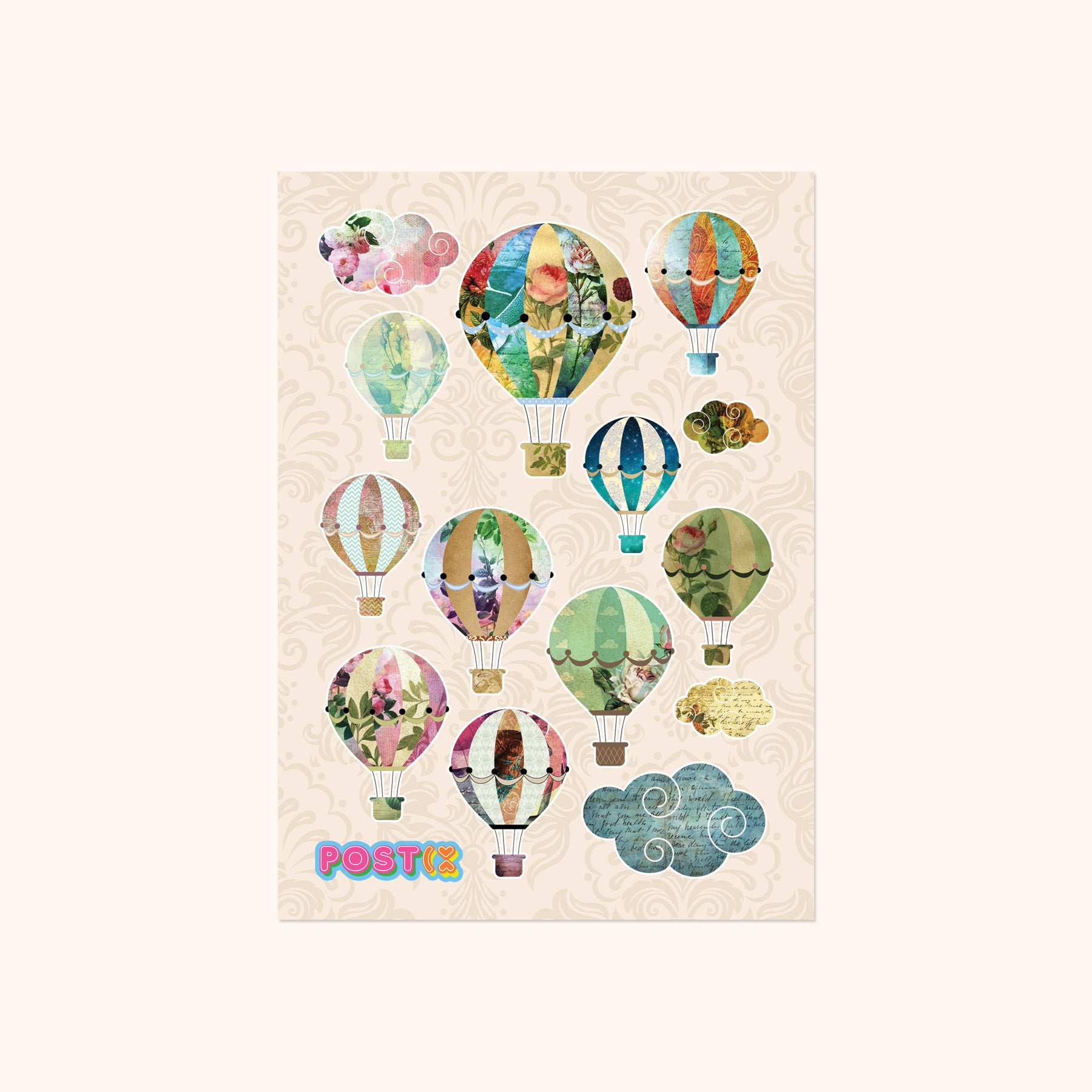 Vintage Collage Air Balloons Sticker Sheet