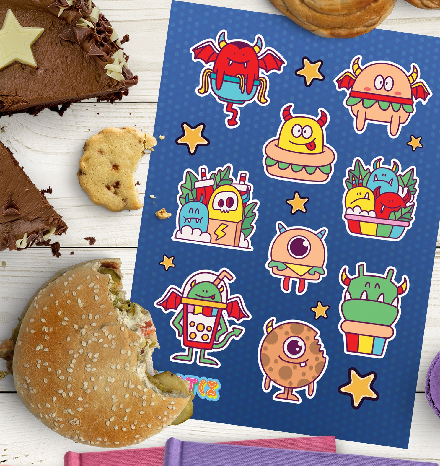 Snack Monsters Sticker Sheet