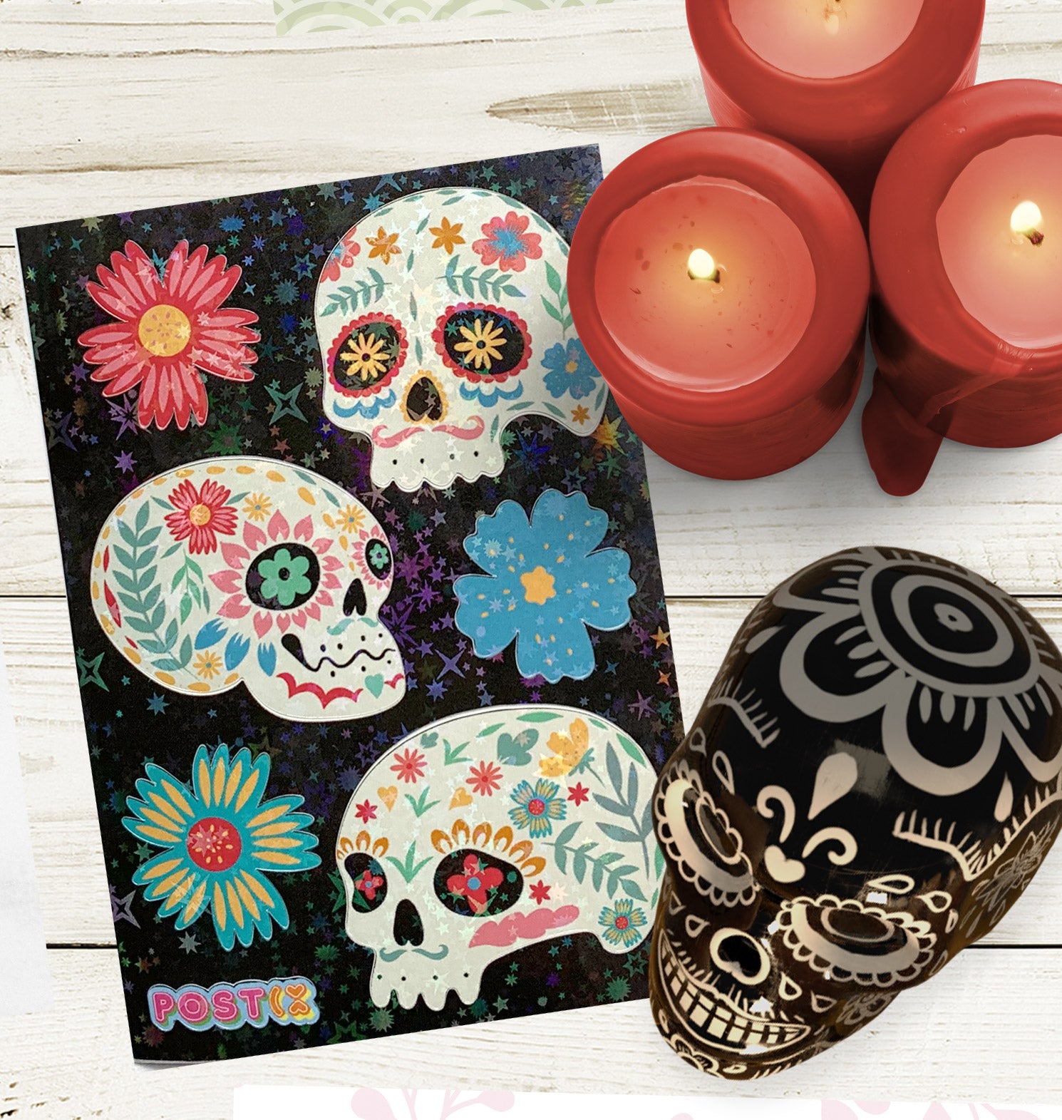 El Dia de los Muertos Mini Hologram Sticker Sheet