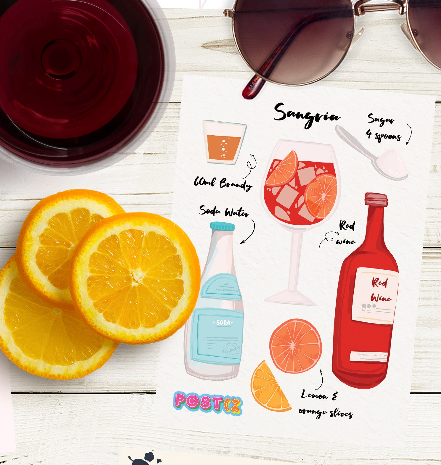 Sangria Recipe Mini Sticker Sheet